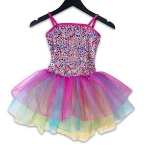 Curtain Call Costume Dress Up Costume Girls M Pink Colorful Fairy Princess Dance